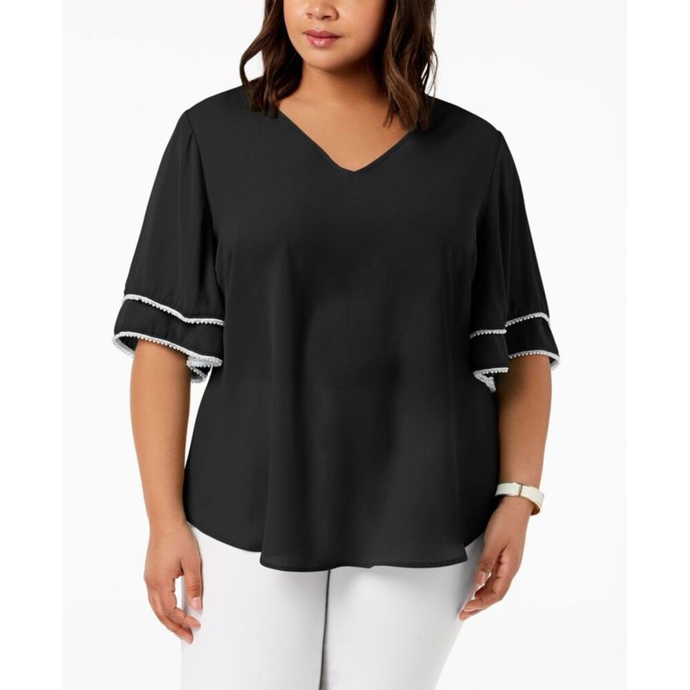 NY Collection Plus Size Ruffled Sleeve Top - Picture 4 of 4
